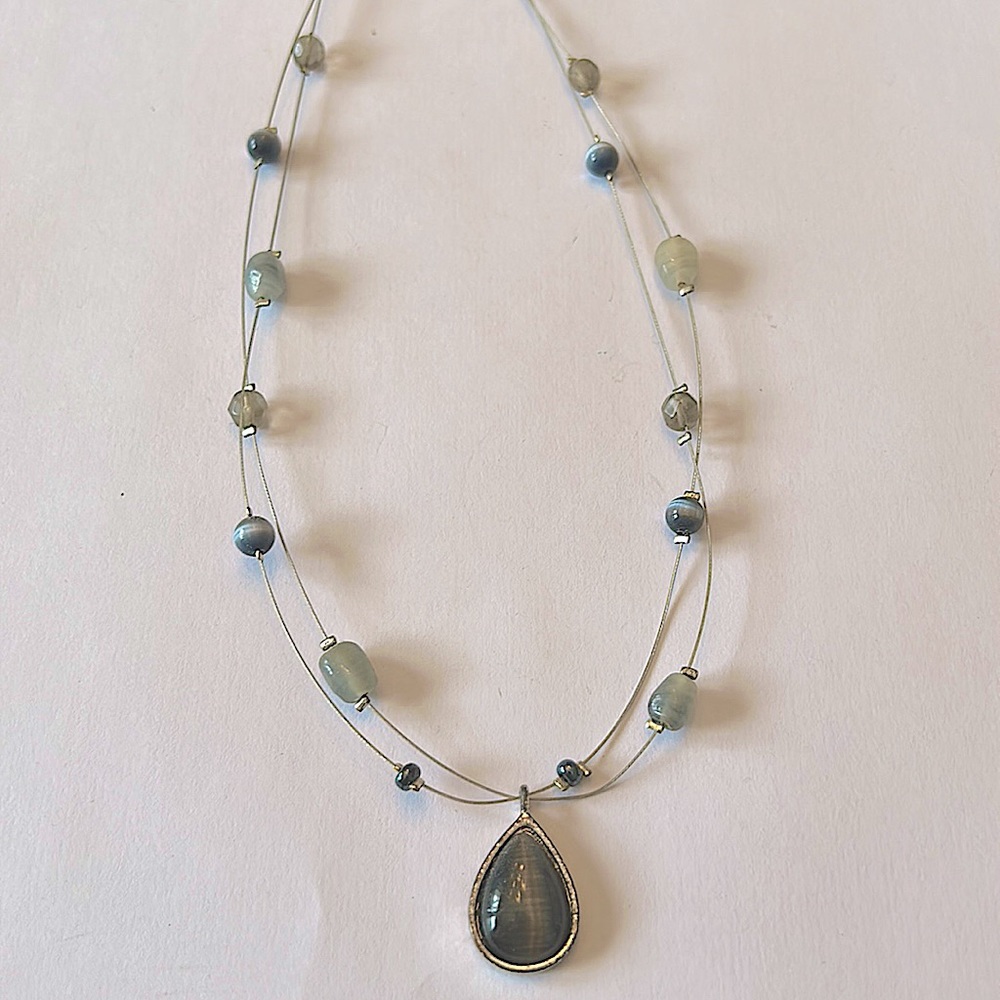 NY Tagged Silver Two-Strand Costume Necklace